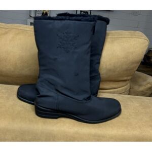 Judith Sport Snowflake 2 Women's Size 7 Zip Front Fur Lined‎ Snow Boots Black